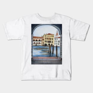 Venice Whimsical Mixed Media Art Piece Kids T-Shirt